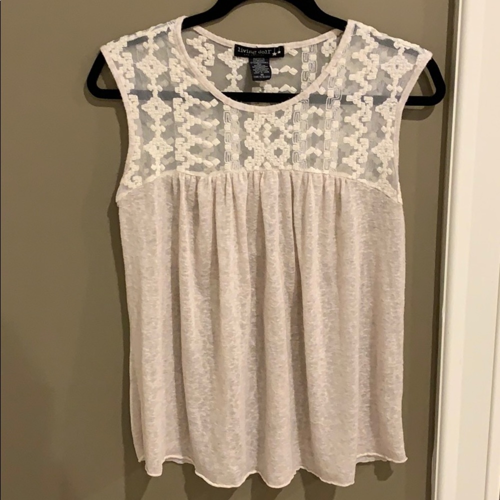 white and cream lace tank top